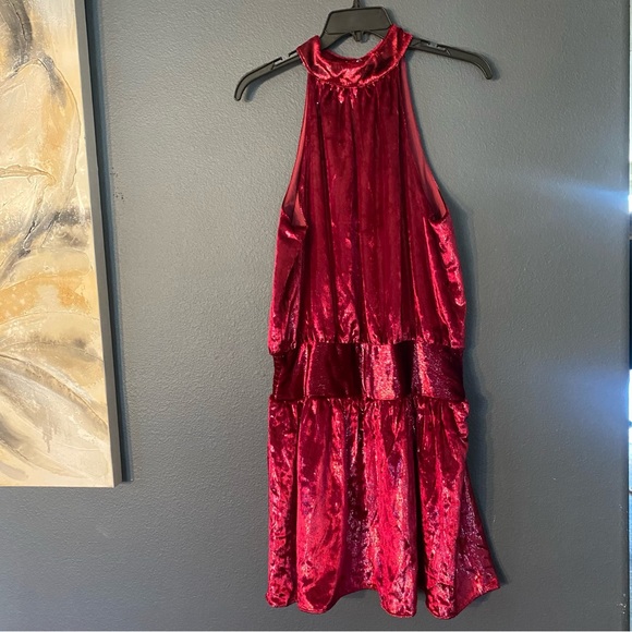Ramy Brook large red ellin dress metallic valentines new with tag